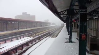 Not in Service R62A train at Buhre Av January 2016 blizzard [upl. by Ros]