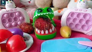 ASMR Crocs 🐊eat hairy Lychee  play cutting vegetables 🍆🍅🌽 [upl. by Gurolinick]