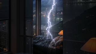 Rain and thunderstorms Sounds for Sleeping with Cozy Bedroom trending rainsounds shorts [upl. by Shirline]