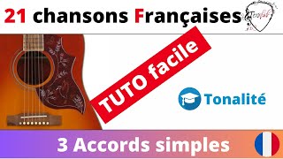 21 chansons françaises faciles 3 accords  Notion de tonalité Tuto guitare Terafab [upl. by Adidnac459]