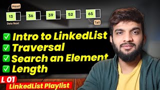 L1 Introduction to LinkedList  Traversal  Length  Search an Element [upl. by Eelamme927]