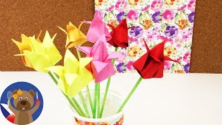 Origami tulipán DIY  Návod jak složit květinu  Dekorace jednoduše a rychle Flower Origami [upl. by Yci728]