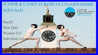 CADET EUROPEAN CHAMPIONSHIP  Men Epee Women Foil  Piste Blue [upl. by Airdnaxila]