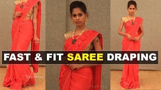 5 நிமிடத்தில் புடவை கட்டுவது எப்படி  Saree draping Tamil [upl. by Anetsirk]