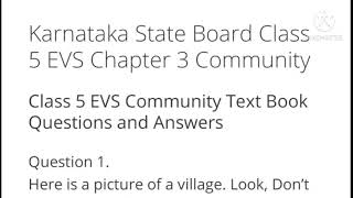 Community Class 5 EVS Lesson no 3 Question and answer and notes Karnataka state syllabus [upl. by Arnie]