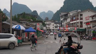 4K Walking tour of China county town Yangshuo County in the Landscape Guilin Guangxi [upl. by Mcnair]