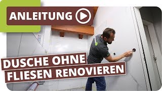 Dusche ohne Fliesen renovieren mit großformatigen Platten [upl. by Lekym]