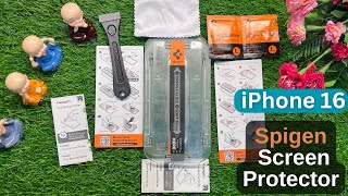 iPhone16 Spigen EZ Fit Tempered Glass Screen Protector  Easy Simple Installation [upl. by Nanoc]