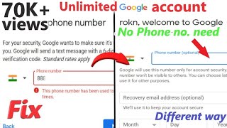 How to fix This Phone number is used too many times  Different way  Unlimited google account [upl. by Ayita382]