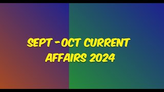 September 2024 Current Affairs for BPSC and SSC exams [upl. by Malynda]