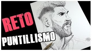 RETO  PUNTILLISMO  DIBUJANDO CON PUNTOS A LIONEL MESSI Trada Art [upl. by Weaver82]