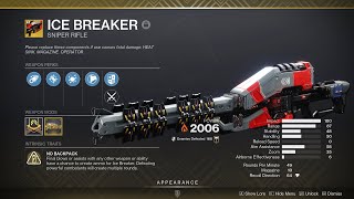 Destiny 2 Vespers Host  ICE BREAKER Dungeon Exotic Sniper Rifle DROP Weapon amp Catalyst Showcase [upl. by Zurek560]