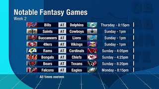 Favorite Matchups and Stacks for Week 2  NFL Fantasy Live [upl. by Atoiganap]