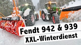 Fendt 942 Vario und Fendt 939 Vario im Winterdienst 2020  Schneeräumung auf der Planneralm Straße [upl. by Marillin820]