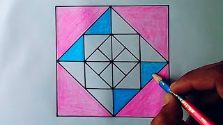 Geometry Design Drawing  Square Geometric Designs [upl. by Salsbury347]