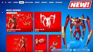 NEW Iron Spider Skin BUNDLE amp EMOTE Item Shop Fortnite [upl. by Adnilra]