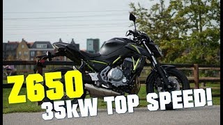 Kawasaki Z650 TOP SPEED  35kW A2 [upl. by Kosak839]