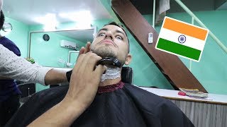 American gets a 290 HAIRCUT in INDIA  My first Indian barber shop [upl. by Ahsieket232]