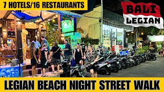 Bali Legian Beach Night Street Walking Tour Jalan Pantai Legian 2024 [upl. by Ttihw]