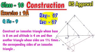 Construct an isosceles triangle whose base is 8cm and altitude is 4 cm  Rs Aggarwal Exercise 9A Q9 [upl. by Werd]