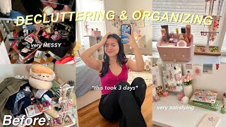 DECLUTTERING and ORGANIZING my MESSY room✨ new decor deep clean satisfying [upl. by Yrrol]