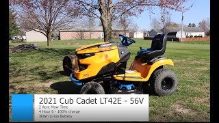 LT42E Electric Cub Cadet Review 2021  XT1 Enduro Electric Riding Mower [upl. by Enneillij]