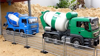 Road construction with Concrete Mixer Truck toys [upl. by Yellat]