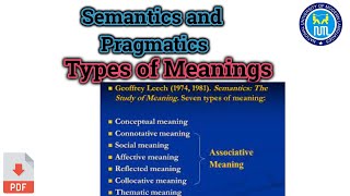 Types of meaning  7 types of meaning in Semantics [upl. by Yecac7]