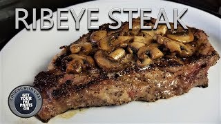 Rib Eye Steaks with Mushrooms  Blackstone Griddle [upl. by Bern654]