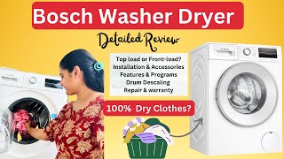 Bosch Washer Dryer Combo Review 9 kg6 kg  Drum Cleaning Descaling  All Programs Explained [upl. by Dennett762]