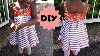 DIY COMMENT COUDRE ROBE PATINEUSE  FILLE Été wax Jersey EASY SUNDRESS BABY GIRL débutant [upl. by Berta]