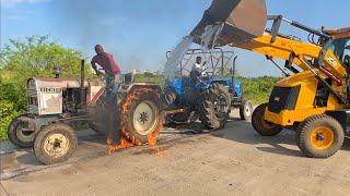 Sonalika Di 60 Rx vs Eicher 242 Tractor Tochan on RCC Road Tractor gone Fired [upl. by Ahseal]