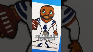 🏈 How to draw Dak Prescott  Dallas Cowboys Short [upl. by Alanah]