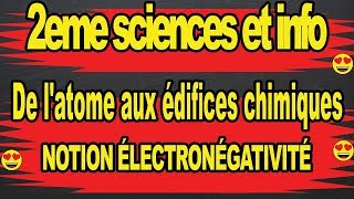 Notion électronégativité 2eme sciencesDe latome aux édifices chimique [upl. by Atteloiv728]