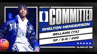 WATCH 5star SF Shelton Henderson commits to Duke  No 15 overall prospect [upl. by Aushoj]