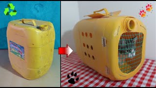 reciclar un bidon galon de plastico y hacer una jaula transportadora para tu mascota [upl. by Celia]