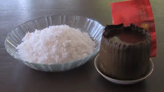 Sweet Glutinous Rice Cake with Grated Coconut  Steamed Nian Gao Recipe  No frying [upl. by Eikcir]