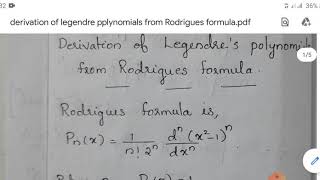 3Legendres polynomial from Rodrigues formula [upl. by Previdi]