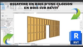 ossature en bois dune cloison en bois sur revit [upl. by Eyllom244]