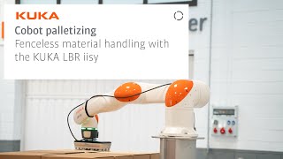 Turnkey fenceless palletizing solution using the KUKA LBR iisy 11kg cobot [upl. by Ailecra630]