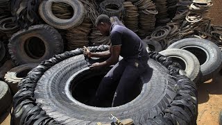 Nigeria  Freee Recycle transforme des pneus usés en objets divers [upl. by Nnyllaf229]