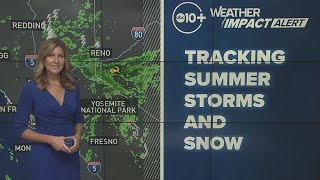 California Weather Summer storms snow and a Flash Flood Warning [upl. by Enirehtakyram]