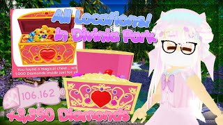 How To Find All Chests In Divinia Park for FREE Diamonds in Royale High [upl. by Synn]