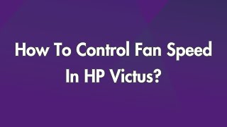 How To Control Fan Speed In HP Victus [upl. by Llenrag]