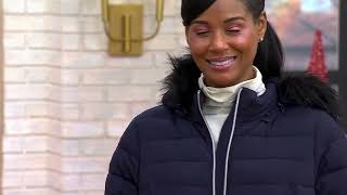 Nuage Stretch Puffer Coat with Removable Faux Fur Trim Hood on QVC [upl. by Bromley]