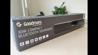 Goodmans 30W compact bluetooth soundbar review [upl. by Oiliduab]