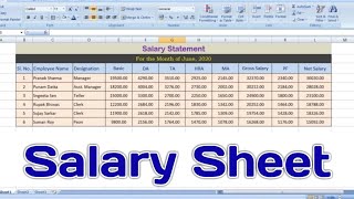 How To Create Salary Chart In Microsoft Excel  Salary Sheet in Excel [upl. by Ym]