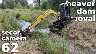 Beaver Dam Removal With Excavator No62  Second Camera [upl. by Arraeis]