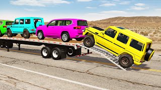 Flatbed Truck Mcqueen  Transportation with Truck  Pothole vs Car 193  BeamNGDrive [upl. by Atiuqcir]