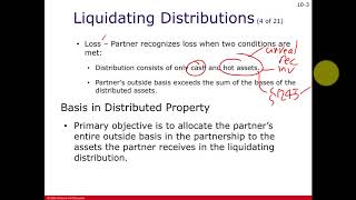 Chapter 10 Part 2 video lecture  Partnership Liquidating Distribution [upl. by Danni]